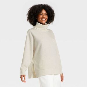 Women's Airy Sleek Funnel Neck Sweatshirt - All In Motion Heather Cream XXL
